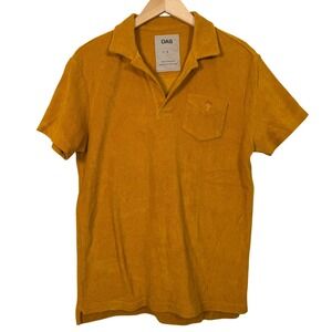 OAS Mens Small Polo Mustard Yellow Terry Cotton Short Sleeve Shirt Pocket